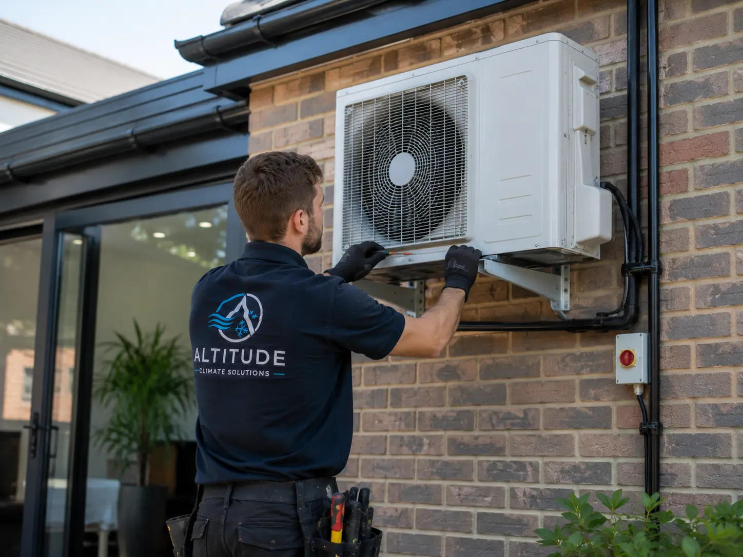 Residential air conditioning installation on site in Leicestershire.